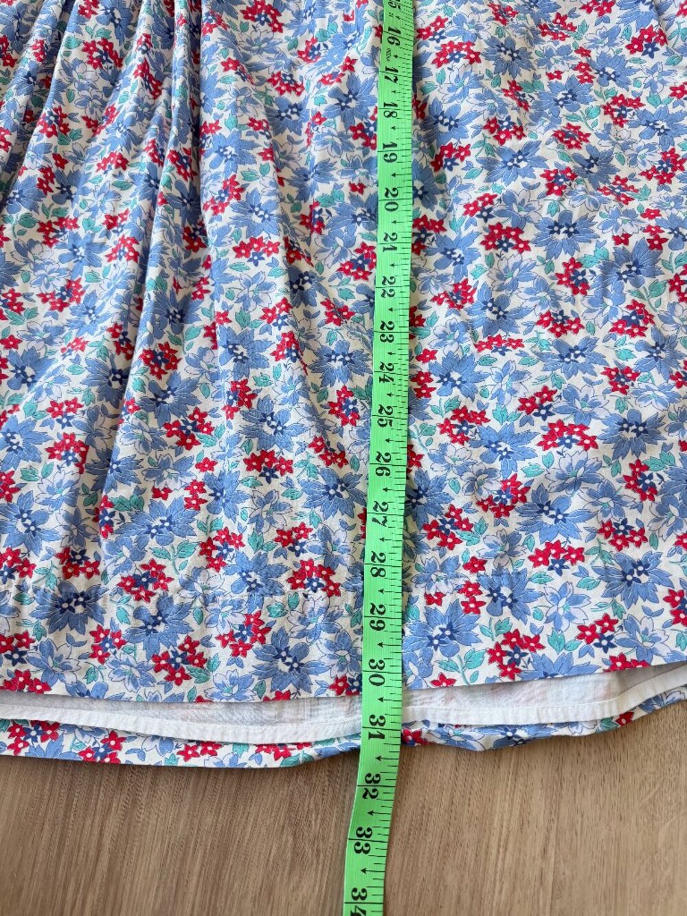 Sea New York Blue Floral A-Line Skirt with Red and Green Accents - Picture 5 of 7